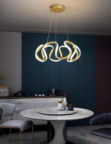 Image of Unique Design 3 Light LED Chandelier Pendant Lamp for Living Room, Dining Table & Home Ceiling Decor for Bar & Hotel (Gold Chandelier)