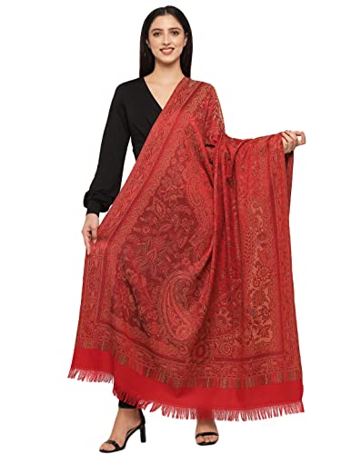 Pashtush Chal de Cachemira para mujer, diseño de pashmina sintética, Merlot Maroon, Free Size