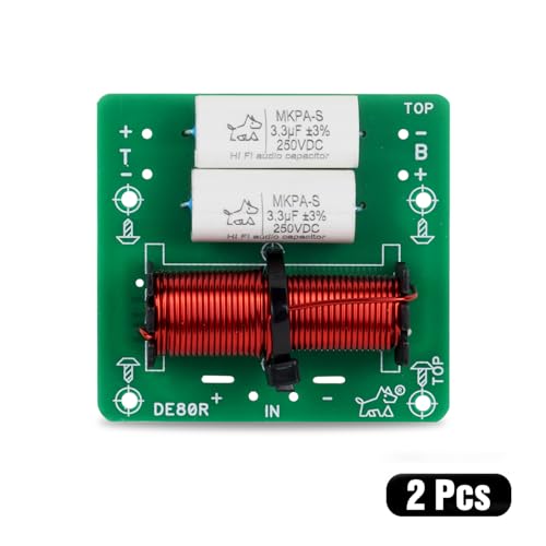 Image of 2 Way Crossover Board 2 Unit, 80W Max Power 2 Way HiFi Speaker Crossover Filters, Heavy Duty 100% Pure Copper Inductor 4 to 8 OHMS Frequency Devider