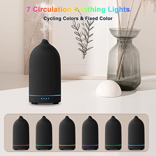 Bobolyn Essential Oil Diffuser Ceramic Aromatherapy Ultrasonic Cool Mist Aroma Oil Diffuser Fragrance 150ml with Waterless Auto Shut-Off and 7-Color LED Light for Home Yoga Spa - Image 3