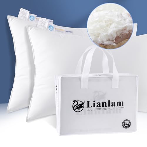 Luxury Canadian White Goose Down Pillow King Size Set of 2,