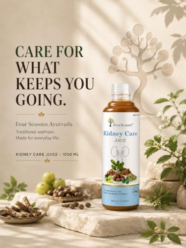 Image of Four Seasons Pure Ayurvedic Kidney Care & Detox Juice with Varun & Punarnava - Natural Urinary Tract Support & Kidney Stone Care Tonic - 100% Herbal & Sugar-Free (1L) PK 3