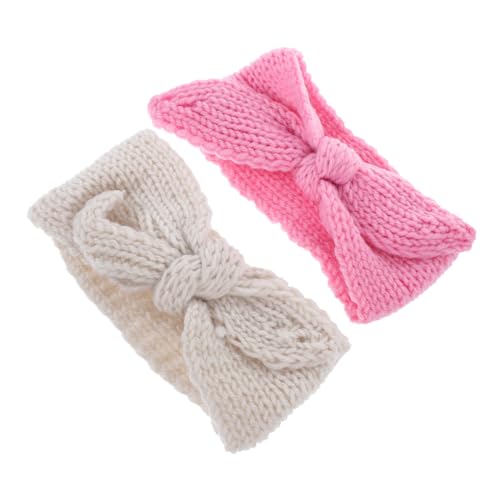 TOYANDONA 2 piezas Diademas para Bebés Niña con Lazo Suaves y Elásticas Unidades Rosa y Beige Accesorio Cómodo para Fiestas y Uso Diario