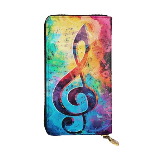 Colorful Music Notes Printed Long Wallet for Women Men Cute PU Leather Wallet with Coin Purse and Credit Card Holder