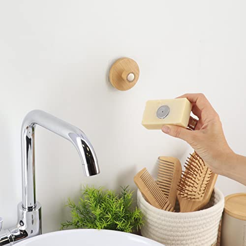 Magnetic Soap Holder Bamboo Wall Mounted Adhesive #TOP1