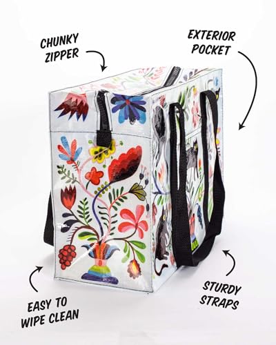 Blue Q Reusable Shoulder Tote Bag – Carry Everywhere Bag with a Hefty Zipper, Durable, Fun Design, 95% Recycled Material