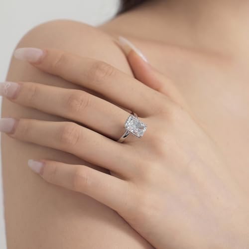 5CT Radiant Cut Lab Grown Diamond Wedding Simulated Band, D Color VVS1 Clarity 18K White Gold Plated Ring for Women Engagement Anniversary Promise Eternity Silver Ring3