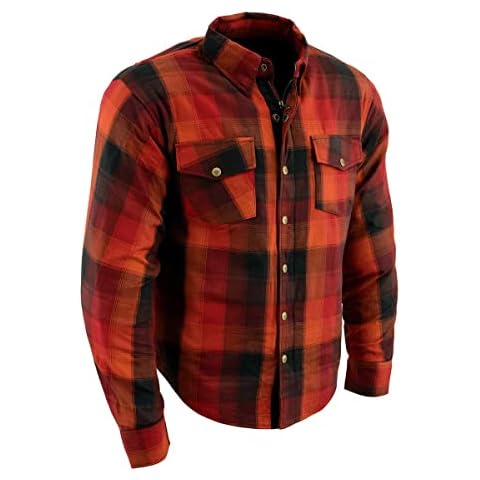 Milwaukee Leather Men's Armored Flannel Biker Shirt Cover
