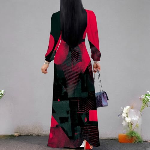 Image of Plus Size Maxi Dress for Women V Neck Flowy Dresses with Pockets for Wedding Guest Church