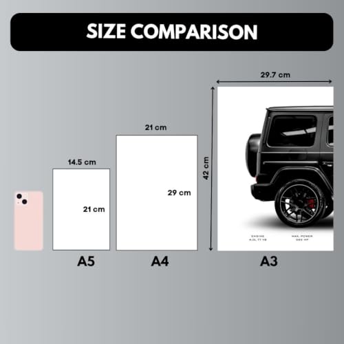 Image of G Wagon Poster | G63 Split Design Cars Poster | G Wagon 3 A3 Sized Car Posters for Wall | Merc G63Large Size (89 x 42 cm) Sportscar Wall Art | Merc Car Posters for Wall, Room, Study Table (B 053)