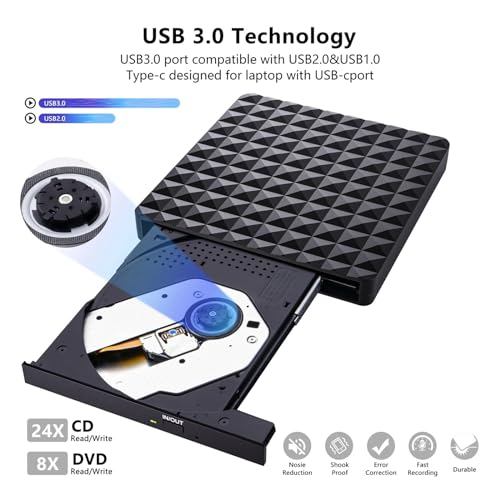 Lecteur DVD graveur de CD externe USB 3.0 blanc pour PC portable - 4