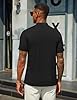 COOFANDY Mens T-Shirt Short Sleeve Turtle Neck Tops Knitted T Shirt Half Collar Slim Fit Undershirt Summer Casual Solid Tee Black XL #3