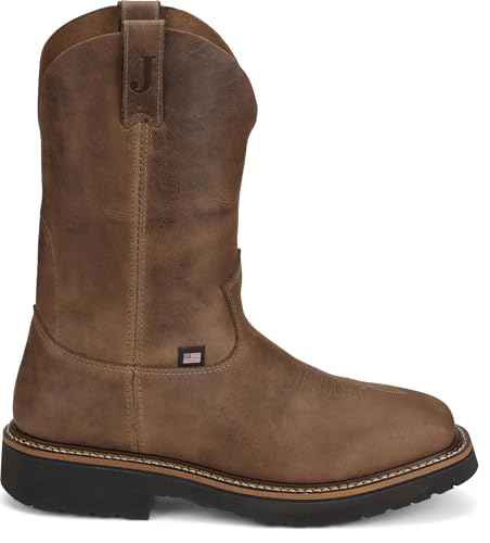 Justin Ames Mens Leather Western Boots - Durable Cowboy Style Footwear with Comfortable Fit & Classic Design for Everyday Wear3