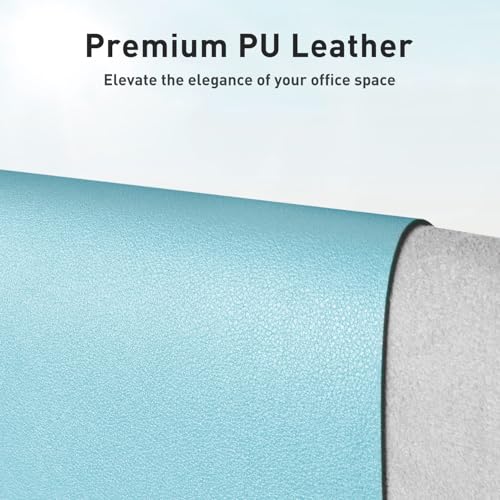 Image of Aothia Large PU Leather Desk Pad Protector - Non-Slip Mouse Pad & Writing Mat for Office /Home, Waterproof, Easy to Clean(36 inch x 17 inch, Blue Topaz)