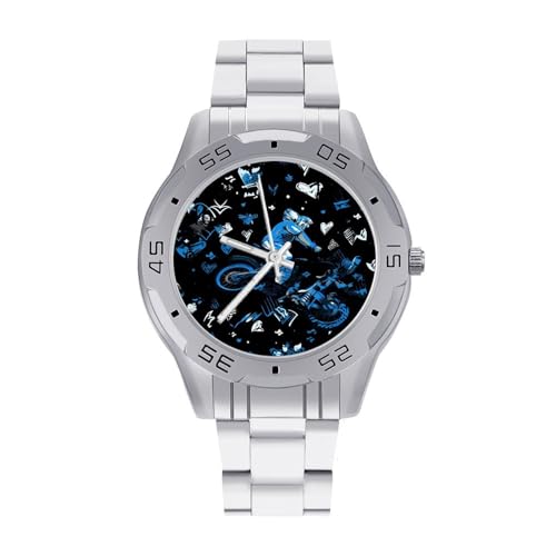 Motorcycle Men's Quartz Watch with Stainless Steel Strap