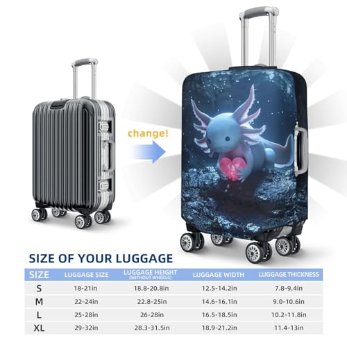 Travel Luggage Cover Protector - Heart Axolotl Washable Suitcase Covers For 18-32 Inch Luggage2
