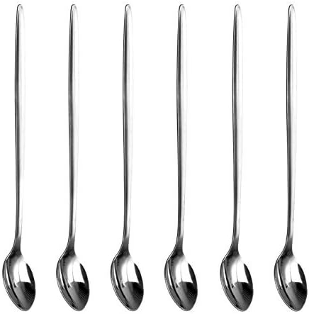 Pack of 6 - Long Handle Stainless Steel Latte Spoons Ideal for Coffee Dessert & Ice Cream Sundae by Kitchen Stars