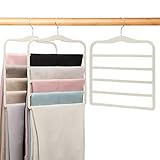 Pants Hangers Space Saving,Organization and Storage for Dorm Room Essentials for College Students Girls,Non-Slip Velvet Hangers,Multifunctional Pant Hanger Closet Organizer for Trousers Scarf-3 Pack