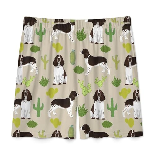 English Springer Spaniel Dog Men‘s Pajamas Shorts Casual Pajama Bottom Nightwear Pants Lounge Sleepwear4