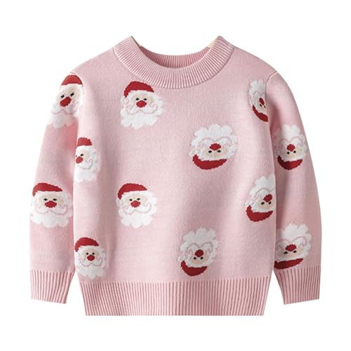 RNTOP Kids Baby Girls Boys Christmas Sweater Toddler Long Sleeve Crewneck Pullover Knitted Santa Fall (Pink, 6-7 Years)