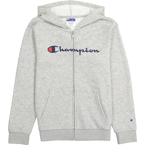 Champion Boys' Long-Sleeve Powerblend Front Full-Zip Hoodie (US, Alpha, Large, Regular, Oxford Grey Heather)