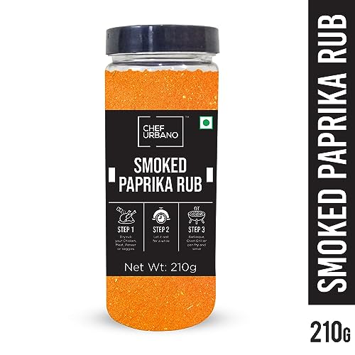Image of Chef Urbano Smoked Paprika Rub 210g | From freshly dried Pimentos | 100% Pure | No artificial colours, flavours, fillers or preservatives | Cold-smoked for smoky flavour | Garnish, Season, Spice Rubs and Marinades