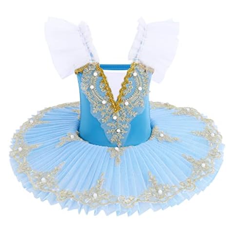 OBEEII Disfraz Bailarina Niña Traje de Baile con Falda Tutu de Tul Gimnasia Leotardo de Baile Cover
