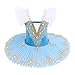 IMEKIS Enfant Filles Ballet Robe De Danse Floral Broderie Perle Décor Gymnastique Body Justaucorps Tulle Tutu Jupe Princesse Fée Ballerine Dancewear Danseur Costume Bleu 9-10 Ans