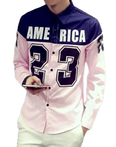 Image of DEELMO Men's Letter Print Regular Fit Shirt