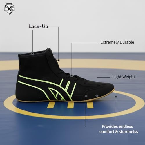 Image of RXN Men's Faux Leather Wrestling Shoes with Rubber Sole for Training