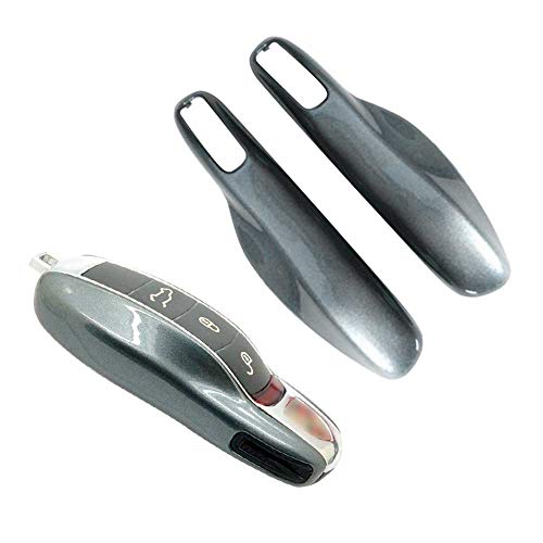 carmonmon Smart Protectors Keyless Remote Key Cases Shell Car Key Case Platic Cover Case Cover Side Blades for Porsche Cayenne Panamera(Gloss Carbon Grey)