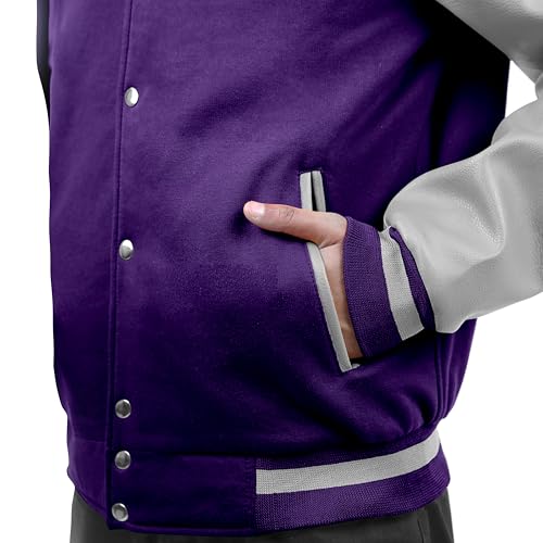 Image of Baseball Wool Letterman Varsity Faux Leather Sleeve For Men | Wool Varsity Bomber Jacket