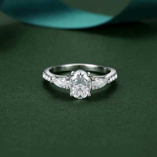 Moissanite Engagement Rings for Women Wedding Rings 925 Sterling Silver with 18K White Gold Plated Promise Anniversary Ring Elegant Gift Packed3