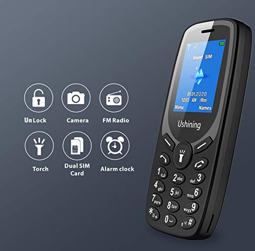 Ushining 3G Basic Cell Phone Dual SIM Card Big Icon Unlocked Feature Phone with LED Torch Easy to Use Mobile Phone (AT&T/T-Mobile/MetroPCS/Cricket)