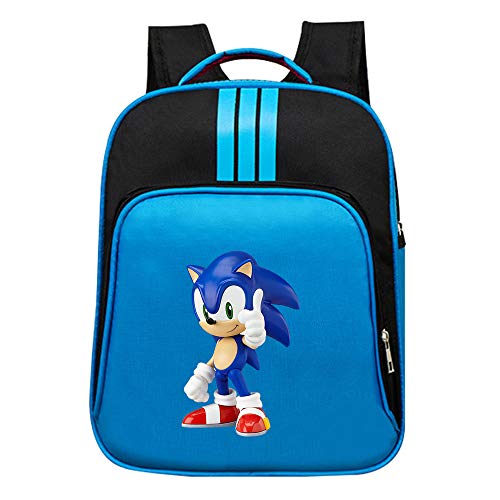 Sonic The Hedgehog Mochila para niños Mochila ligera ocasional simple de la moda mochila de lona salvaje recorrido de los niños Mochila impermeable del bolso del ordenador clásico Mochila Estudiante T