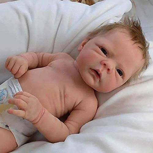 LJYY Reborn Baby Dolls 46cm 17inch Handgemachte Neugeborene Puppe Vollsilikon Körperpuppe Realistische lebensechte… – Bild 7