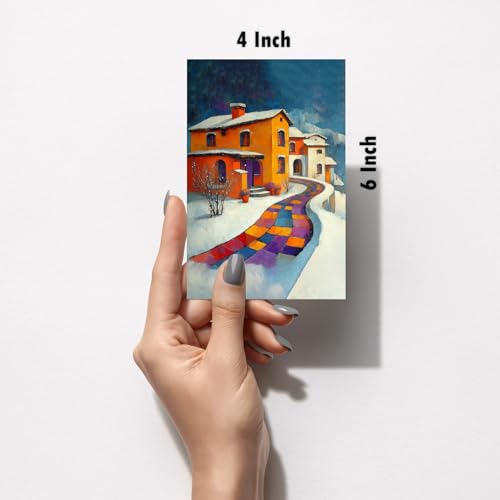 Image of SiddArtify Colorful Village Wall Art Prints Set - Impressionist Home Decor Poster for Living Room Bedroom Office - Set of 2-4x6 Inch - Board (Pack of 6) - Sticker (Pack of 6)