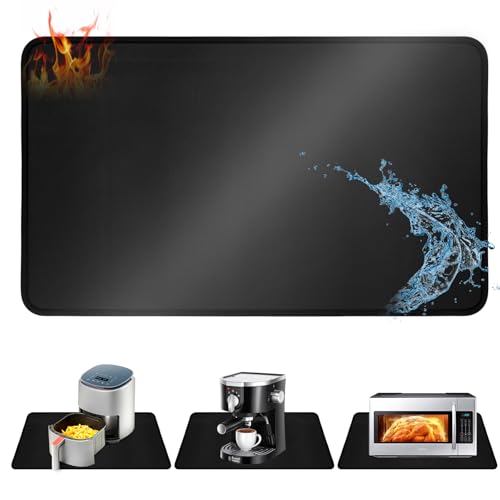 Farerkass Hitzebeständige Matte 60x40cm, Feuerfeste Unterlage Kaffeemaschine, Hitzebeständige Unterlage Küchenarbeitsplatten, Feuerfeste Matte für Luftfritteuse, Anti-Rutsch Hitzeschutzmatte