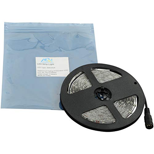 Abi Warm White Flexible Led Strip Light, 300 Leds, 5 Meters / 16.4 Ft Spool, 12Vdc (Adapter Not Included) #TOP4