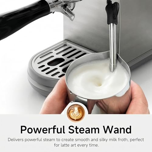 HIBREW H10B - Professional Espresso Machine - Cappuccino Maker with Milk Frother, Adjustable Temperature & Cup Volume, with Display, Pressure Gauge & Stainless Steel Body