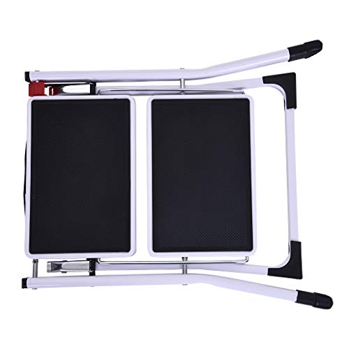 Naiflowers 2 Step Ladder Folding Step Stool Stepladders Metal Stool Ladder Lightweight Heavy Duty Multi Purpose Portable Folding Home Ladder with Anti-Slip Platform (White)