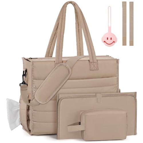 Image of IBFUN Diaper Bag Tote for Baby - Large Baby Bag 4Pcs with Waterproof Changing Pad Pacifier Case, Travel Hospital Mommy Bag