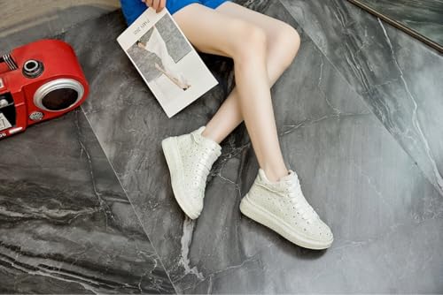 Women's High Top Fashion Sneakers Crystal Sneakers Glitter Wedding Bridal Shoes2