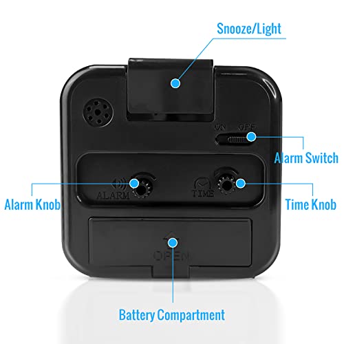 Lamisola Small Battery Operated Analog Alarm Clock, Travel Clock,Slient Bedside Clocks For Bedrooms Bathroom Shelf Desk,Black #TOP4