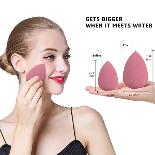 Image of 2 Pcs Makeup Sponge Set Blender Beauty Foundation Blending Sponge, Flawless for Liquid, Cream, and Powder, Multi-colored Makeup Sponges and Round Makeup Brush