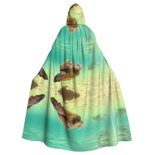 BLWSLC Lord Howe Island - Capa con capucha para Halloween, diseño de tortuga marina, disfraz de fiesta de carnaval (longitud 147 cm, altura de la capucha 38 cm)