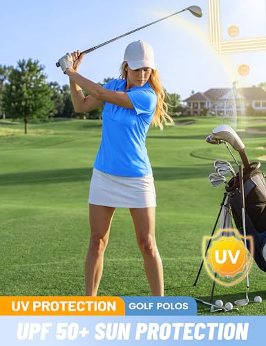 Image of TACVASEN Women's Golf Polo Shirts Short Sleeve UPF 50+ Sun Protection Golf Shirts for Women Quick Dry Collared Polos