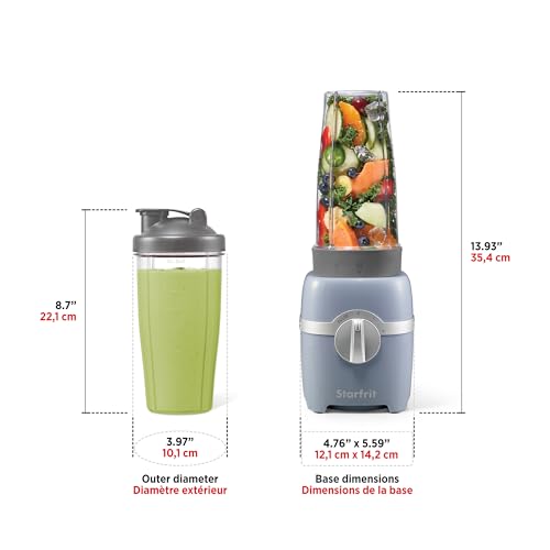 Starfrit Personal Blender with Two 28oz Cups, Dual Blades, Versatile Modes and 300W Power, Grey - Image 5
