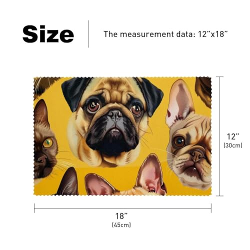 Set de table bouledogue antidérapant lavable tapis de table résistant chaleur 30x45cm