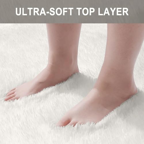 Tapis de salon 140x300 cm blanc doux avec dessous antidérapant - 5